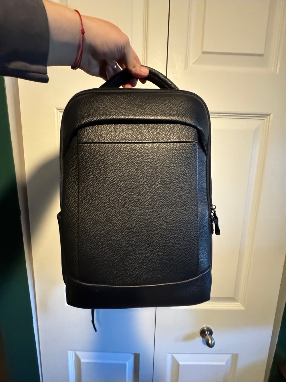 Fingerprint lock Leather Backpack